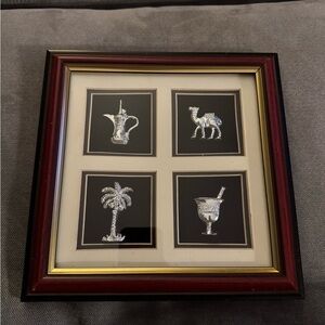 Framed Silver-Plated Middle Eastern Home Accent